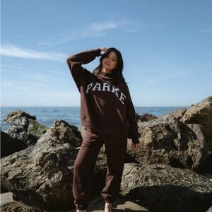 PARKE SET CHOCOLATE MOCKNECK and SWEATPANTS SET